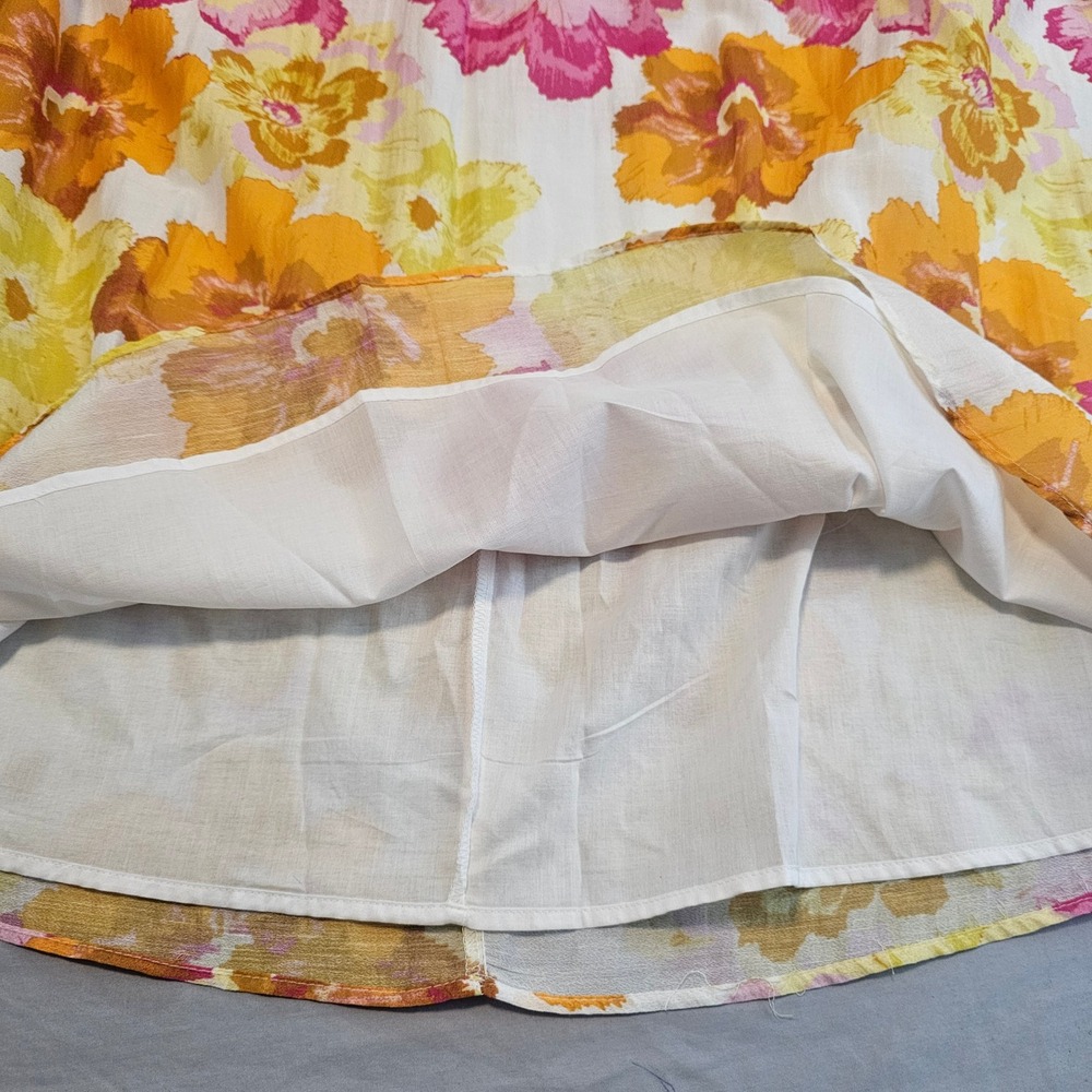 CeCe 2X Spring Breakers Radiant Yellow Floral Midi Skirt Lined Pockets NWT 1078 - Picture 3 of 9